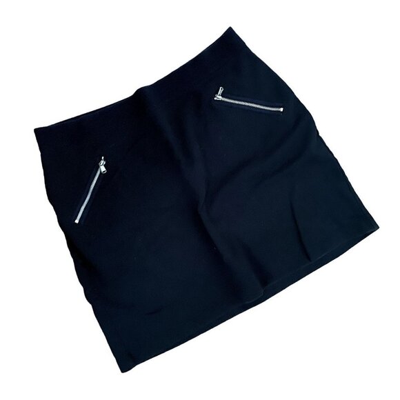 Ann Taylor Loft black miniskirt comfortable zipper pockets business casual - Picture 1 of 4
